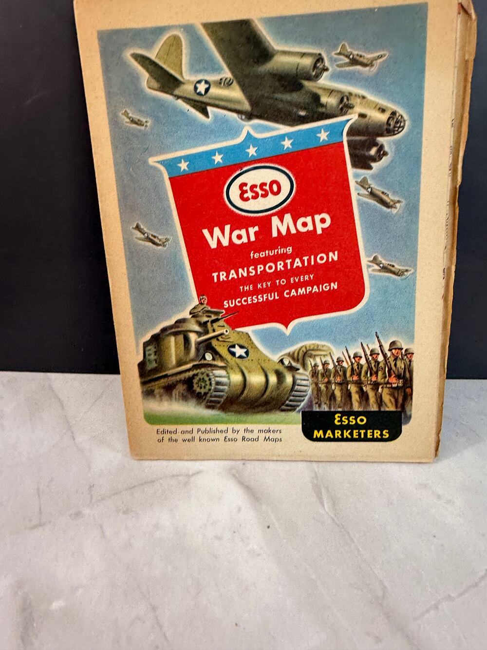 1943-1945 Esso Marketers WWII Esso War Map III Pacific Theater Fold Out Gas Map